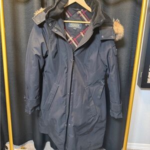 Pendleton Black Longline Jacket with Fur hood trim size M
